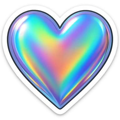 heart with a holographic rainbow effect sticker