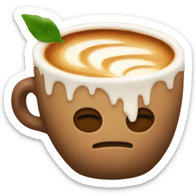 coffee with leaf latte art sticker
