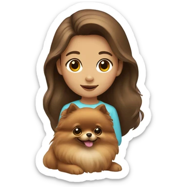 Girl with brown hair and write color  Pomeranian  sticker