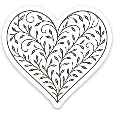 heart with a delicate vine pattern sticker