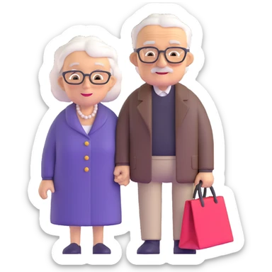 elderly white grandmother and grandfather together sticker