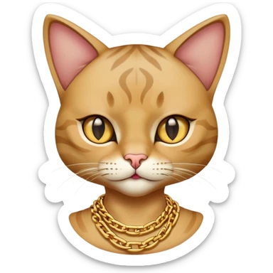 judgy female cat with gold chains, hip-hop style sticker