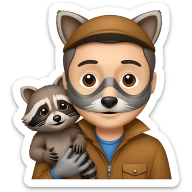 man with racoon sticker