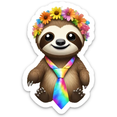 a hippie sloth sticker