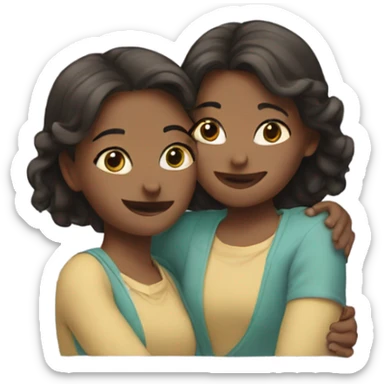 Two sisters hugging each other  sticker
