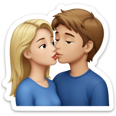 blonde girl and brown hair boy kissing sticker
