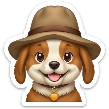 Dog with a hat sticker