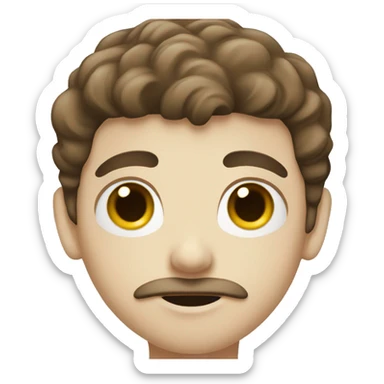 Boy with white skin, brown hair and a moustache  sticker