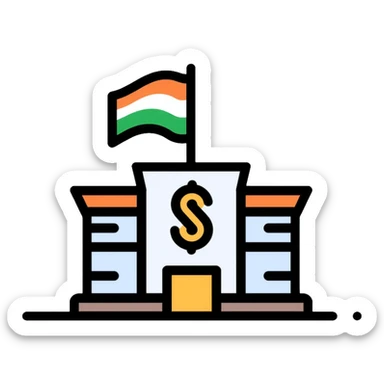 business building with Indian flag, representing nationalization of private business in India sticker