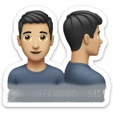 25yo white male with short black hair and hidden identity, skin fade haircut sticker