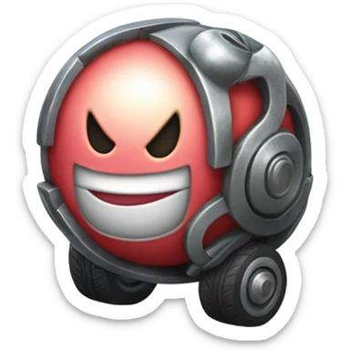 Metal cute Kirby ball driving on 4 car wheels sticker