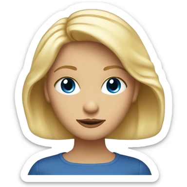 Une fille blonde aux yeux bleus devant son ordinateur sticker