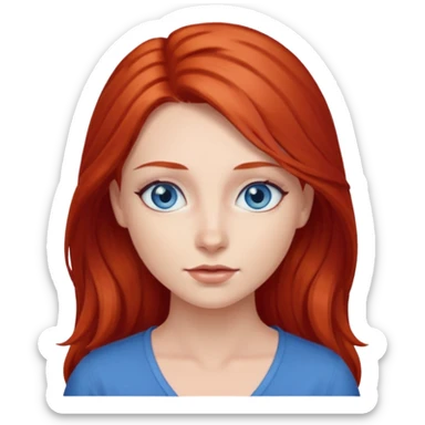 woman with middle to long red hair, blue eyes, fair skin sticker