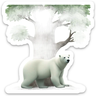 Polar bear with a big tree sticker