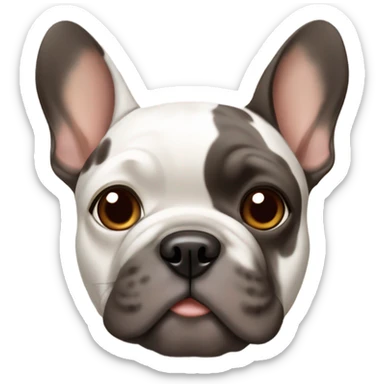 Frenchie dog with brown and gray spots  sticker