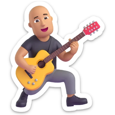 The Rock (Dwayne Johnson) playing a guitar, 3D emoji style sticker