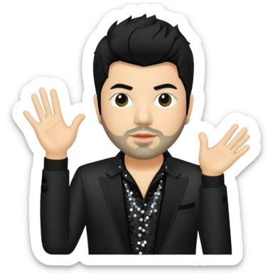 Chino Moreno with black hair, black sequin tour outfit sticker