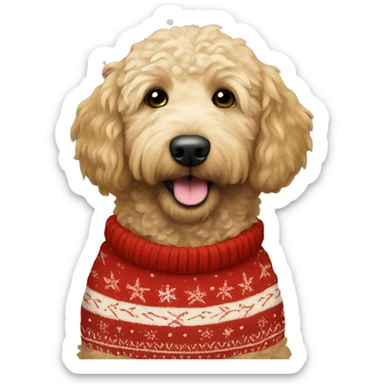 Golden doodle wearing christmas Sweater  sticker