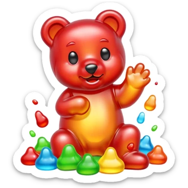 Gummy bear melting into ground sticker