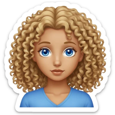 Girl with dirty blonde curly hair, blue eyes, tanned skin  sticker