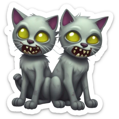 two undead zombie cats sticker