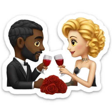 Romantic fancy date for beautiful tattooed couple sticker