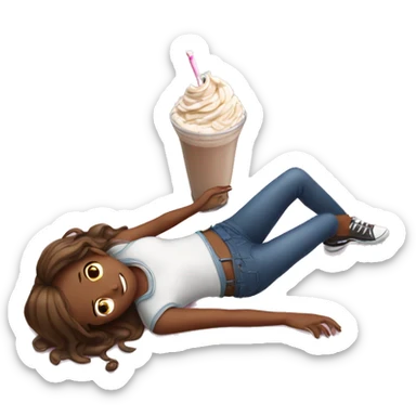 Girl laying on the floor with a milkshake sticker