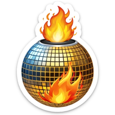 disco ball on fire sticker