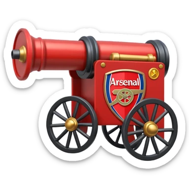 Arsenal cannon with a shield, simple emoji style sticker