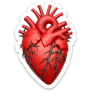 anatomical heart wrapped in thorns sticker