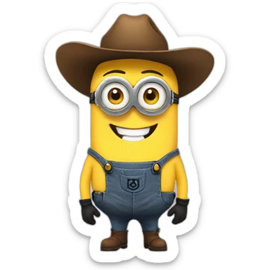 minion full-length cowboy, smiling  sticker