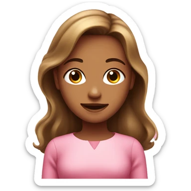 Im  a girl with smooth hair, im having happy face with pink colour frock  sticker