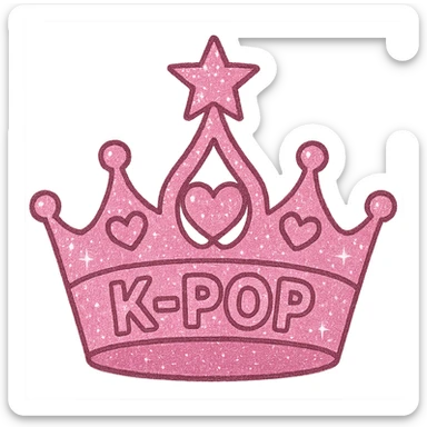 pink kpop idol crown, sparkly and trendy sticker