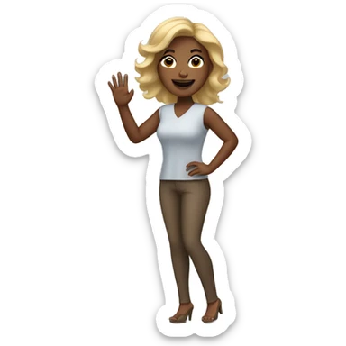 brown skin woman with blonde hair waving sticker