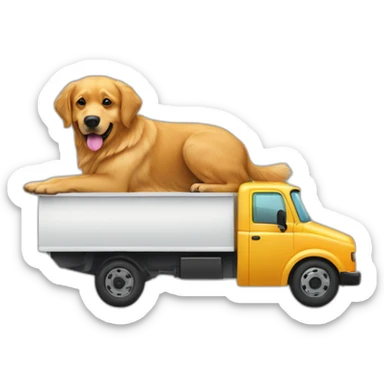 Golden retriever and rottweiller in a moving truck sticker