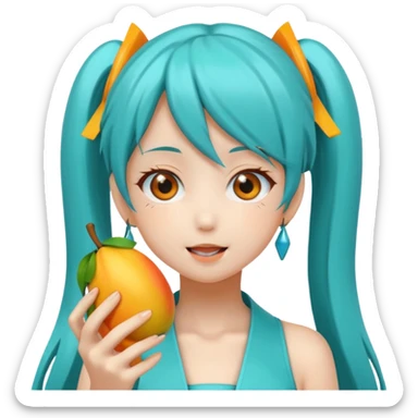 Hatsune miku eating mango sticker