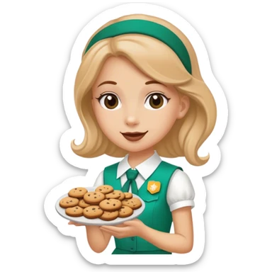 white girl scout selling cookie at wed  sticker