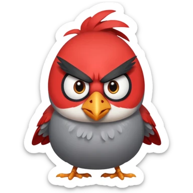 gray angry bird sticker