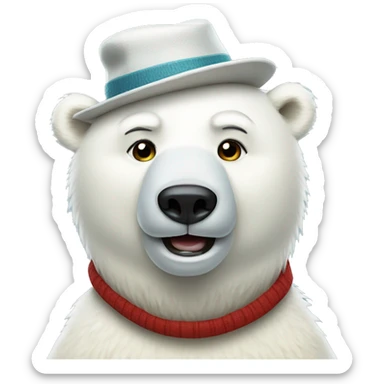 Polar bear with a hat sticker