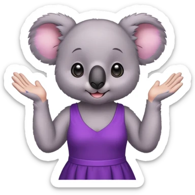 Koala purple drees eyelashe clapping sticker