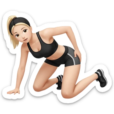 a young woman on all fours, head on the floor, arched back and ass up. sticker