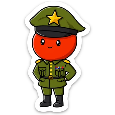 Tomato wearing Napoleon's cocked hat and military officer uniform sticker