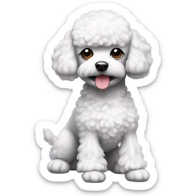 black head and body white, little toy poodle sticker