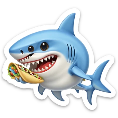 shark wearing a white dress eating a taco sticker