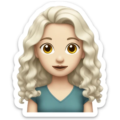 girl with wavy black hair and pale skin sticker