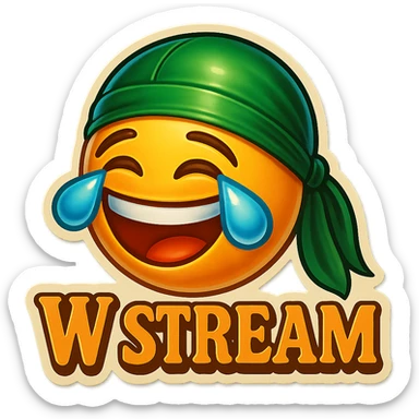 laughing crying 
lol face
Change His durag To Green
Add the words W Stream sticker
