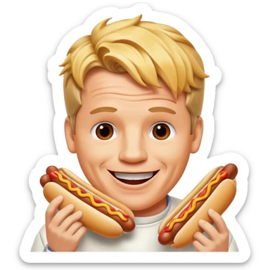 gordon ramsay eat a hotdog, happy smile sticker