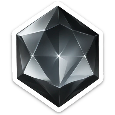 Create a shiny black diamond with sharp facets and subtle reflections on a neutral background, highlighting its sleek, geometric form. sticker