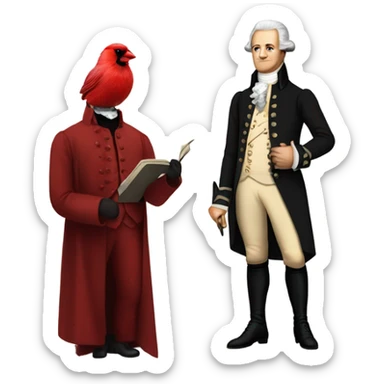 Alexander Hamilton next to a dead cardinal  sticker