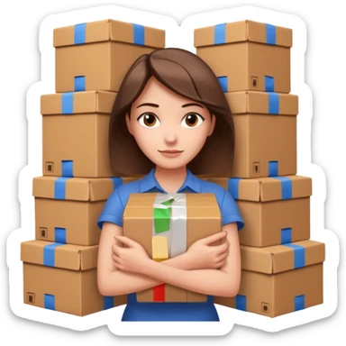Woman with armful of boxes












 sticker